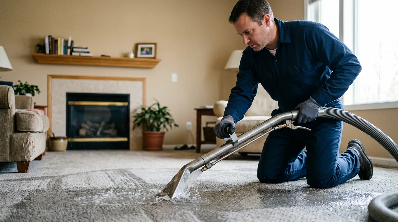 Water damage restoration technician working near Vernon, AZ